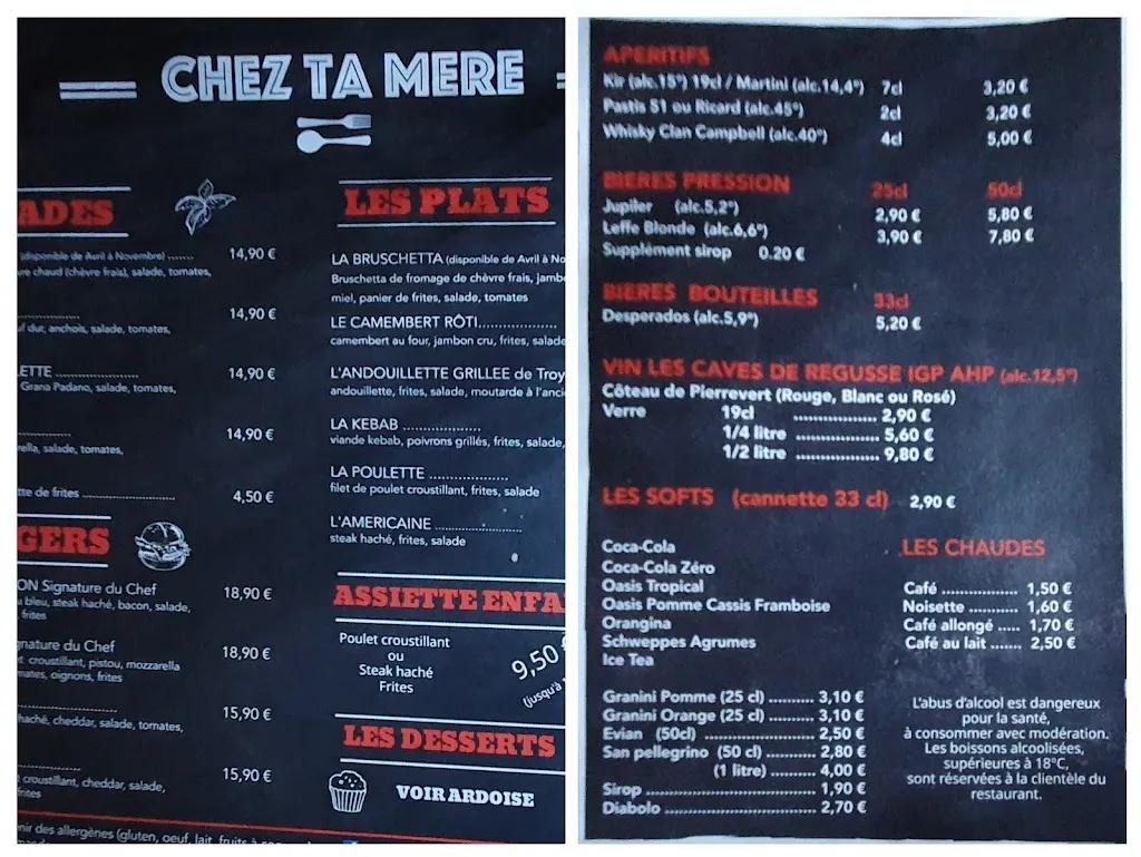 Menu_Chez Ta Mere Aups Var_Aups_image_1