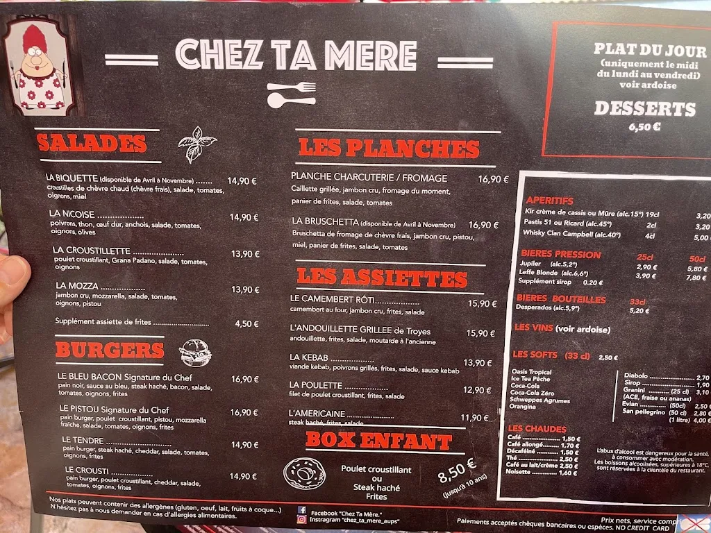Menu_Chez Ta Mere Aups Var_Aups_image_3