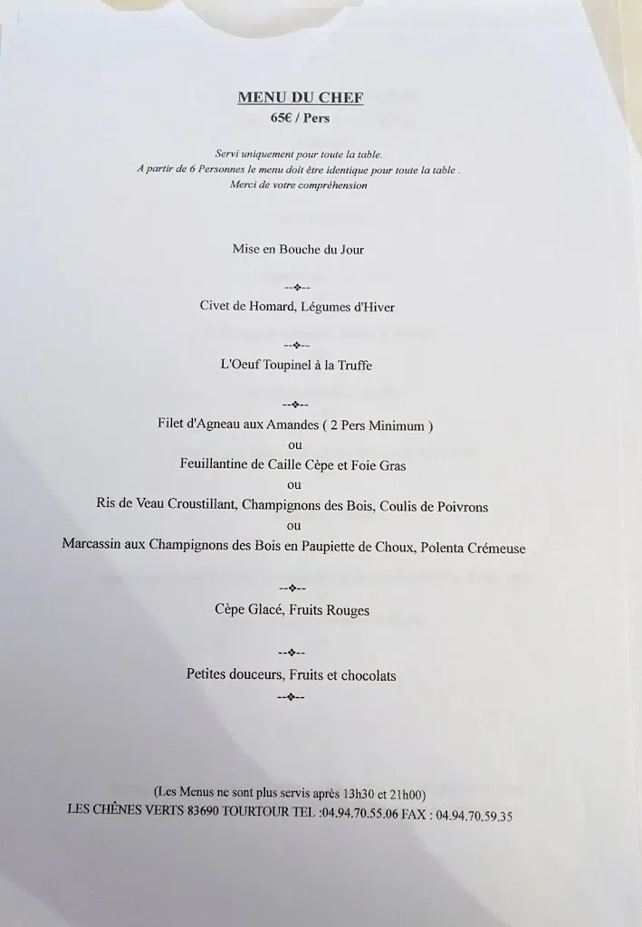 Menu_Les Chênes Verts_Tourtour_immagine_3