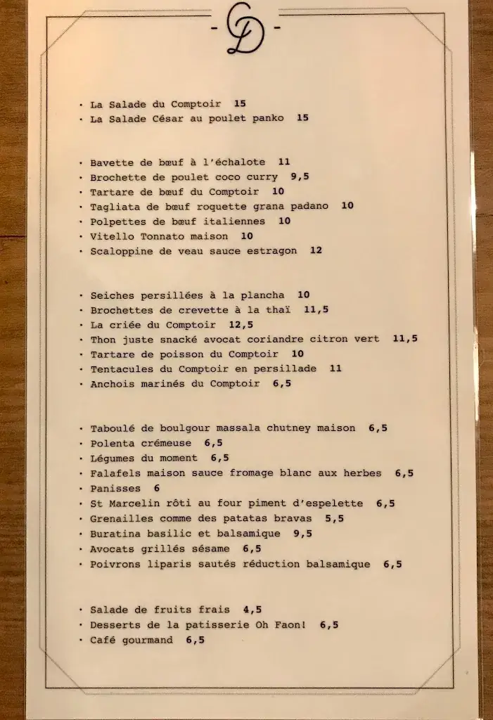 Menu_Le Comptoir des Docks_Marseille_image_2
