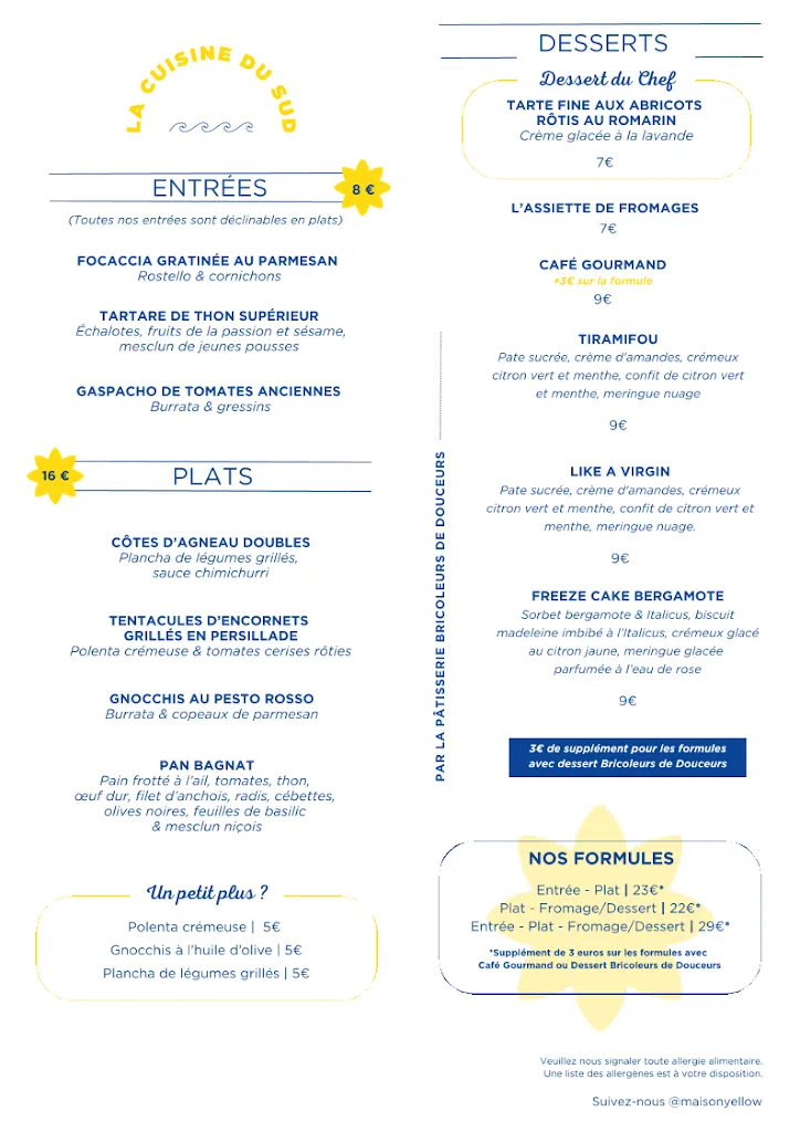Menu_Maison Yellow - Restaurant & Bar_Marseille_image_1