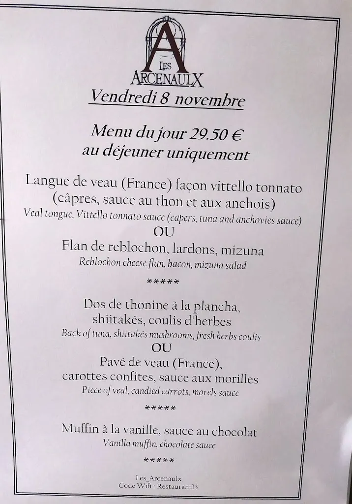 Menü_Restaurant Les Arcenaulx Marseille Vieux Port_Marseille_Bild_1