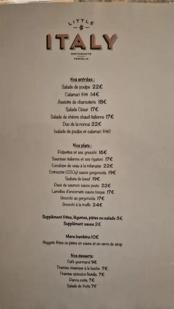 Menu_Ristaurante Little Italie_Marseille_immagine_1
