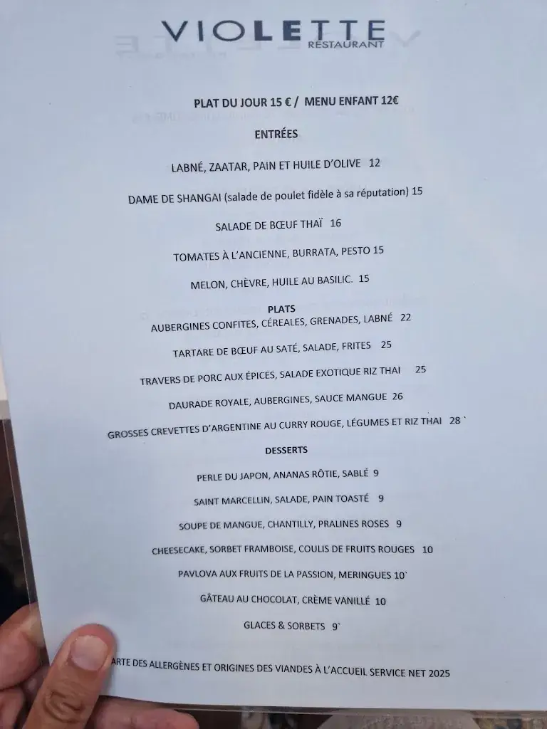 Menu_Restaurant Le Violette_Avignon_image_1