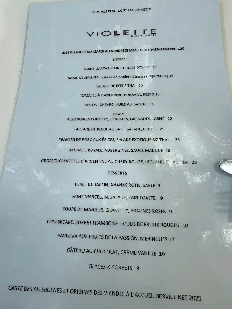 Menu_Restaurant Le Violette_Avignon_image_2