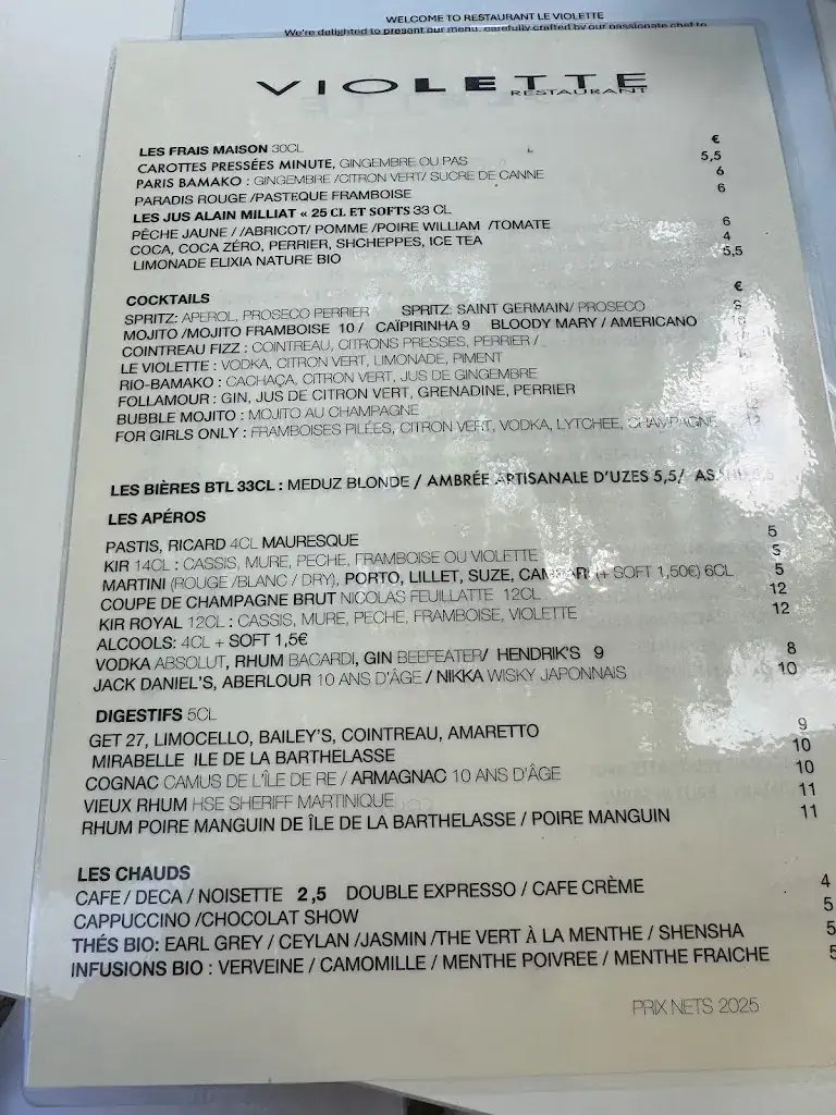 Menu_Restaurant Le Violette_Avignon_image_3