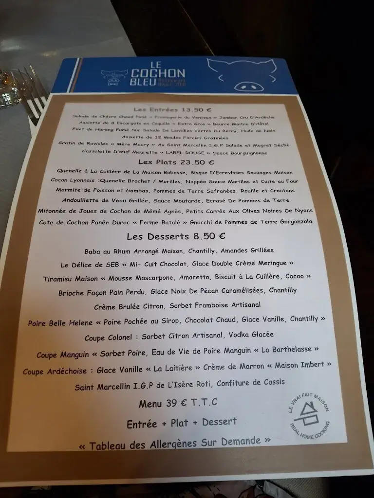 Menu_Restaurant le Cochon Bleu_Avignon_image_4