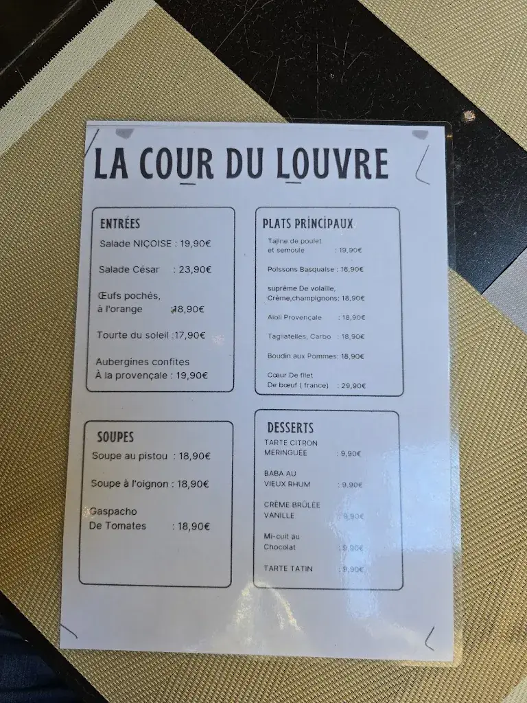 Menu_Restaurant La Cour du Louvre_Avignon_image_1
