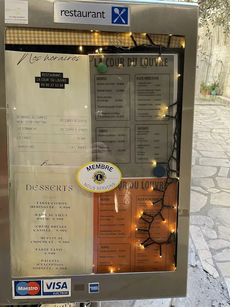 Menu_Restaurant La Cour du Louvre_Avignon_image_2