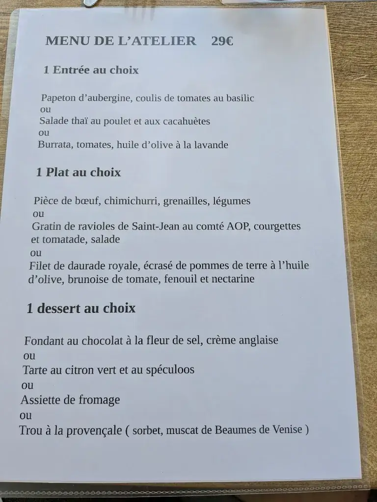 Menu_L'Atelier de Belinda_Avignon_image_1