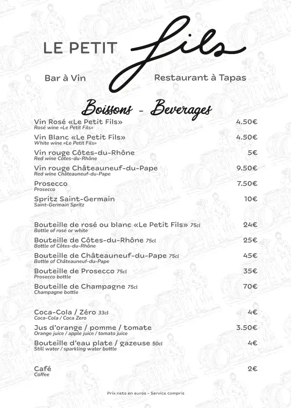 Menu_Restaurant à Tapas, Cave à vin Le Petits Fils à Bargemon_Bargemon_image_1