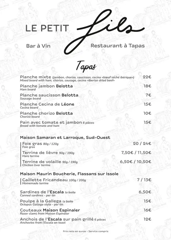 Menu_Restaurant à Tapas, Cave à vin Le Petits Fils à Bargemon_Bargemon_image_2