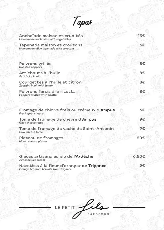 Menu_Restaurant à Tapas, Cave à vin Le Petits Fils à Bargemon_Bargemon_image_3