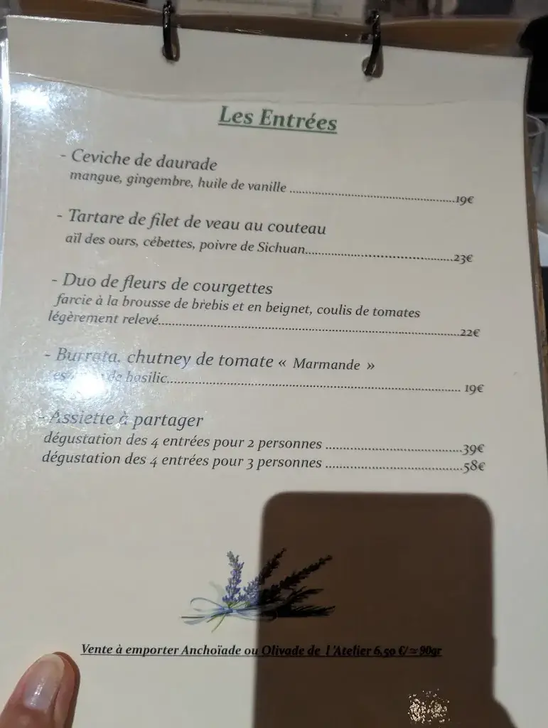 Menu_L' Atelier du goût Bandol_Bandol_image_3