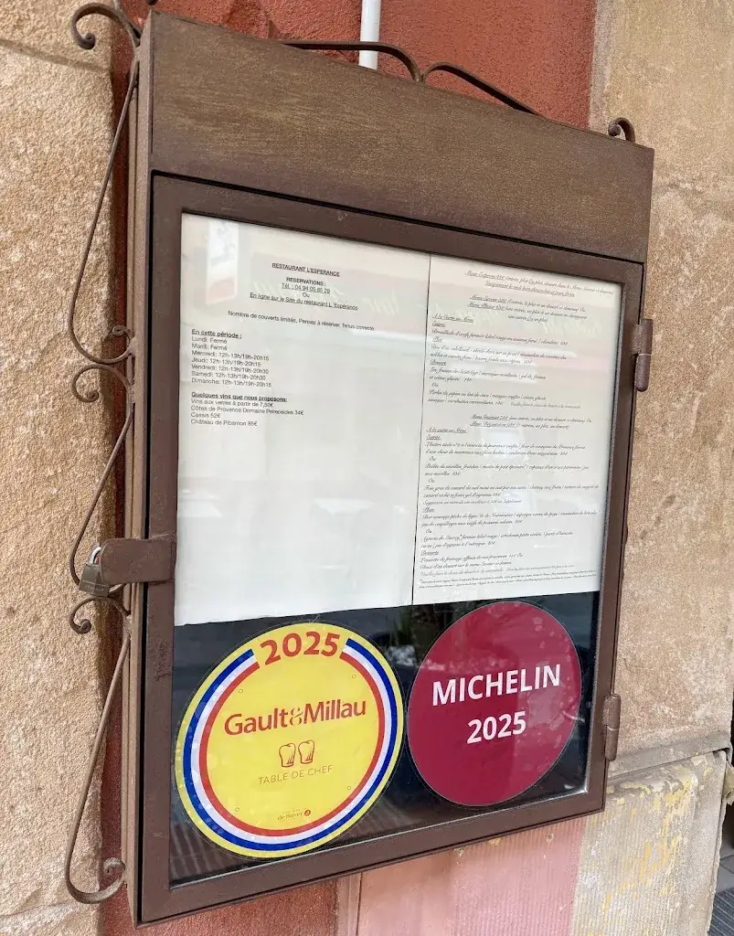 Menu_Restaurant L'Espérance_Bandol_image_1