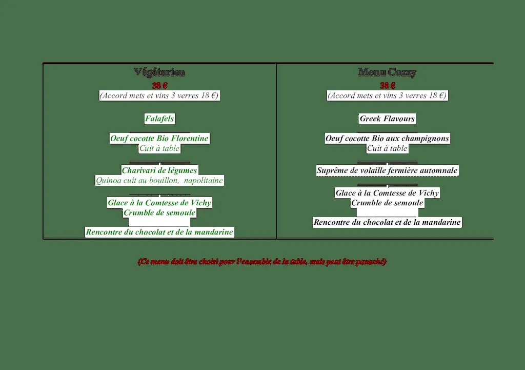 Menu_Toit Pour Toi, Restaurant Christine et Didier Cozzolino_Orcet_image_3