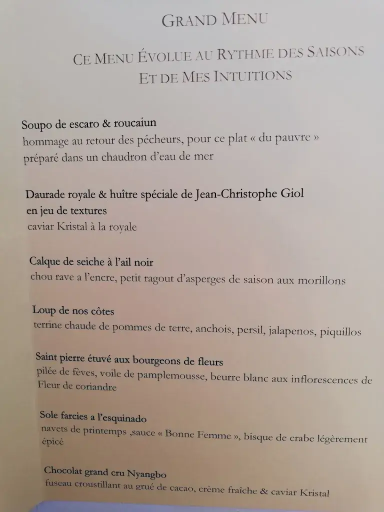 Menu_Restaurant Les Oliviers - Recommandé Guide Michelin_Bandol_image_2