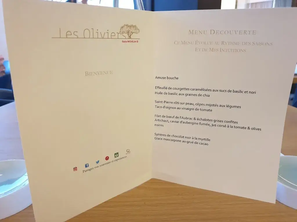 Menu_Restaurant Les Oliviers - Recommandé Guide Michelin_Bandol_image_3