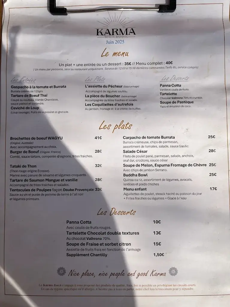 Menu_Karma Beach Bandol - Plage privée, Restaurant_Bandol_image_4