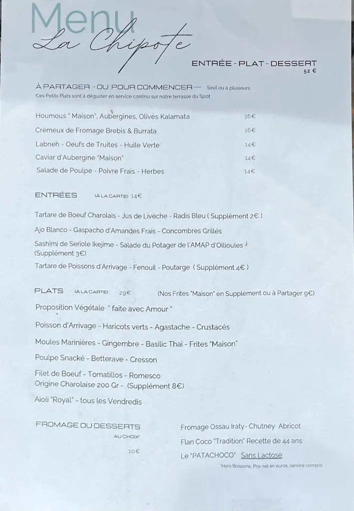 Menu_Restaurant La Chipote - Terrasse Le Spot_Bandol_image_1