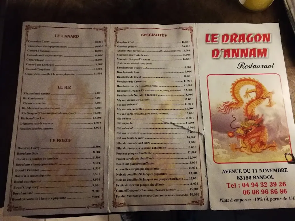 Menu_Le Dragon d'Annam bandol_Bandol_image_1