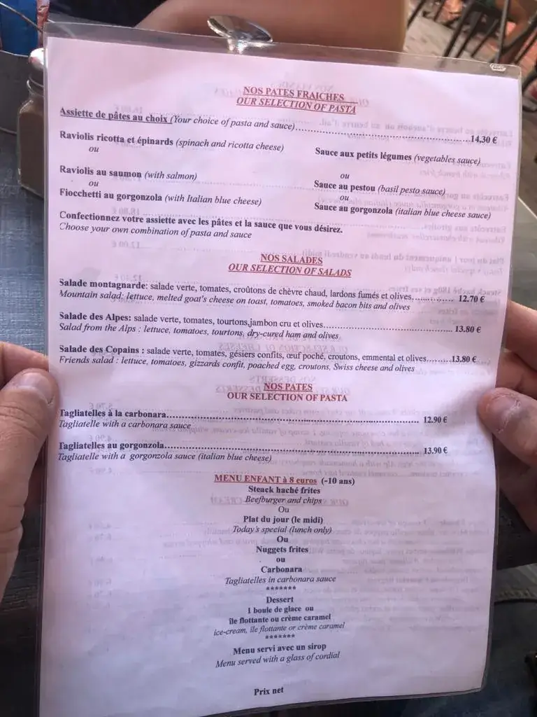 Menu_Restaurant les Copains_Barcelonnette_immagine_2