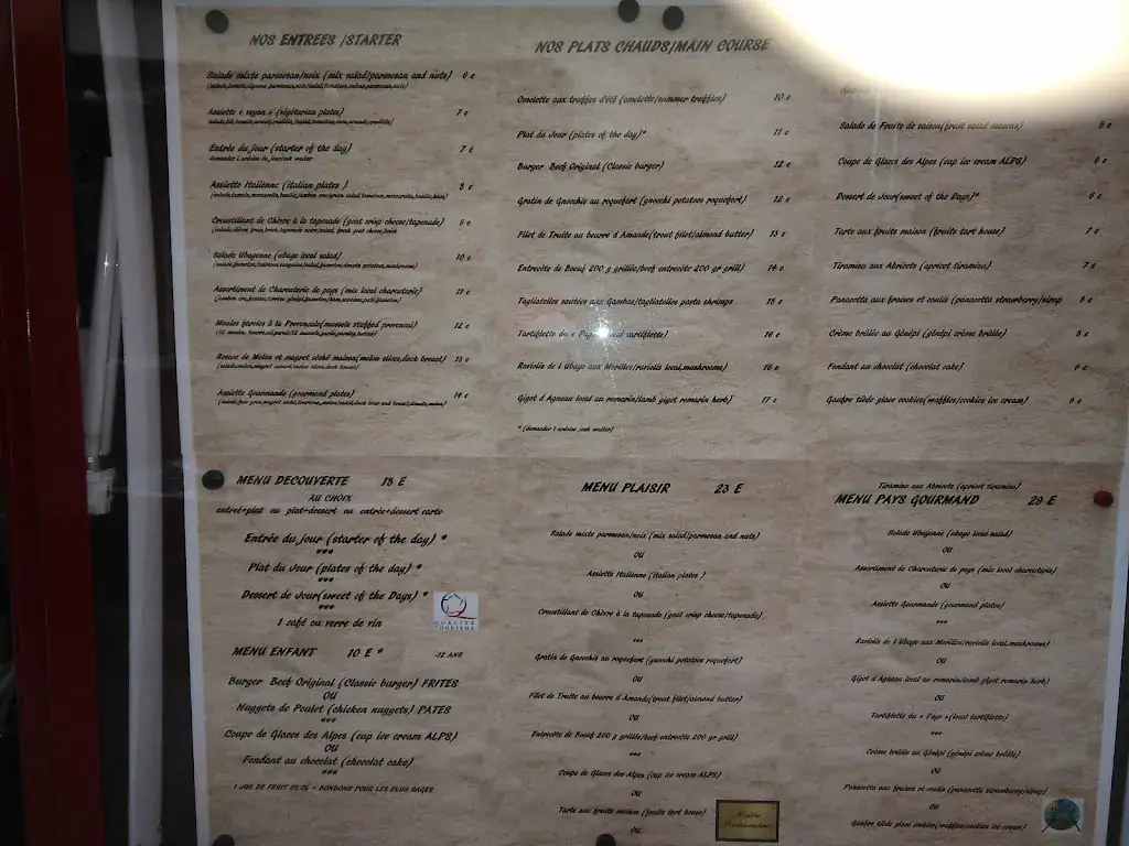 Menu_Restaurant Le Cheval Blanc_Barcelonnette_image_4