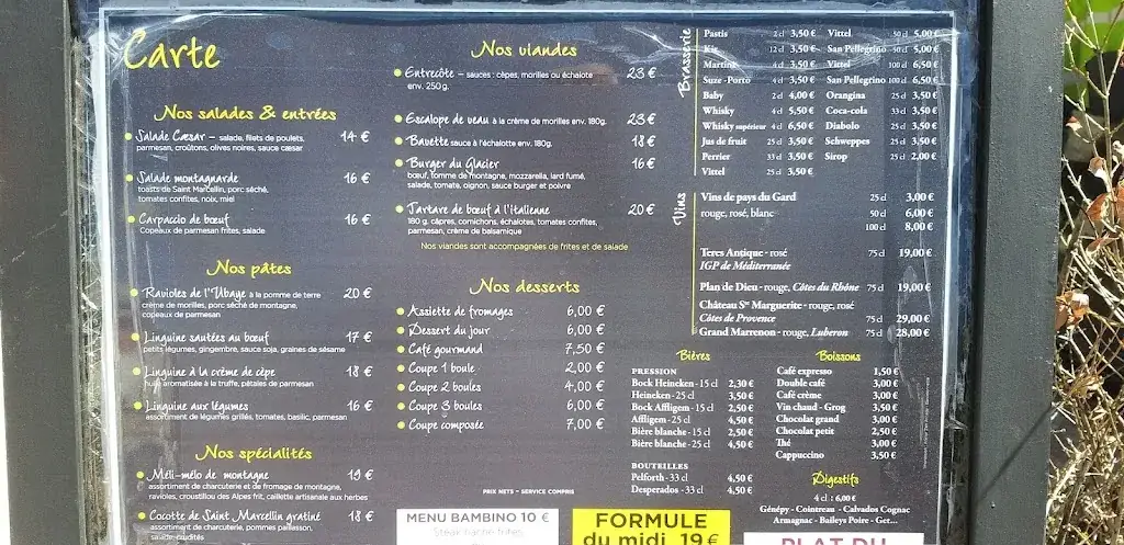 Menu_Bar le Glacier_Barcelonnette_immagine_1