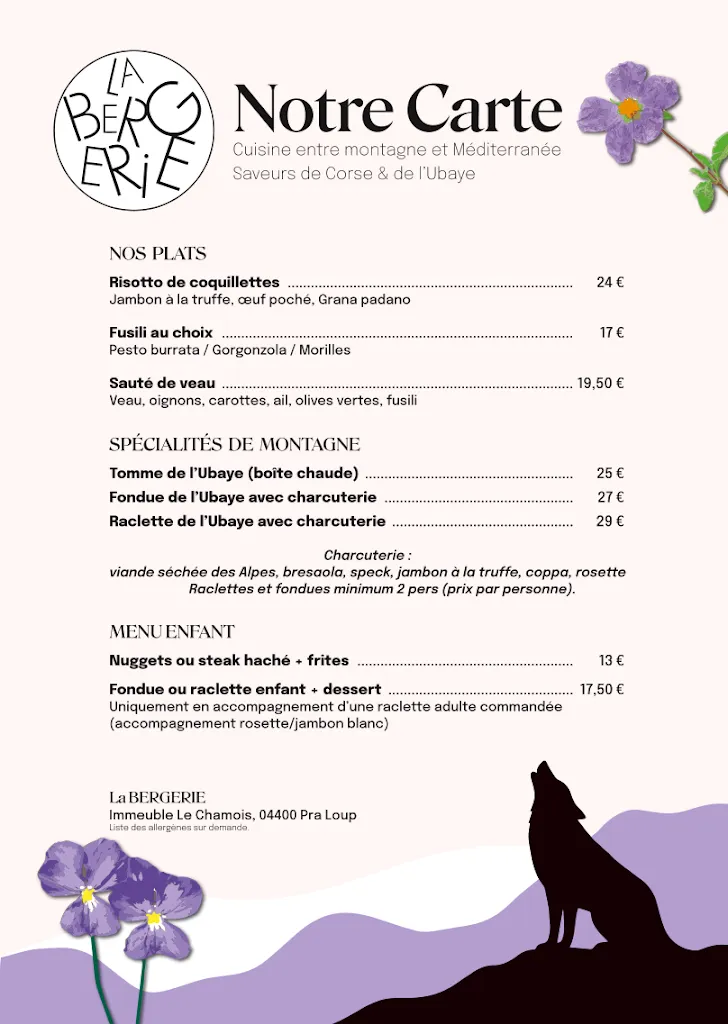 Menu_La Bergerie_Uvernet-Fours_image_1