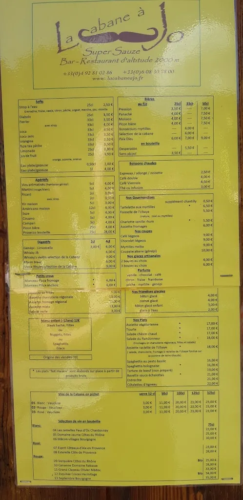 Menu_La Cabane à Jo Restaurant d'altitude_Enchastrayes_image_1