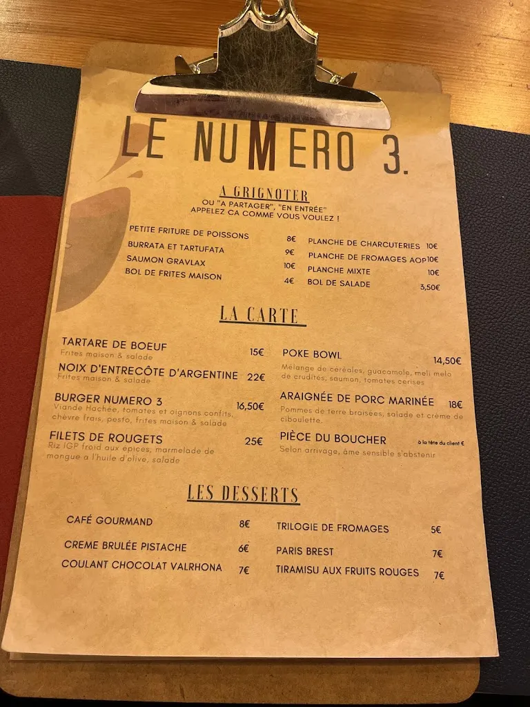 Menu_Le Numéro 3_Bédarrides_image_1