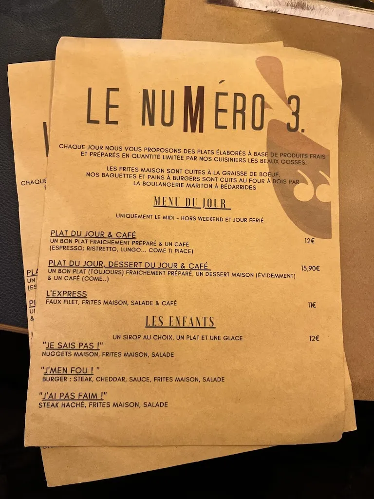 Menu_Le Numéro 3_Bédarrides_image_2
