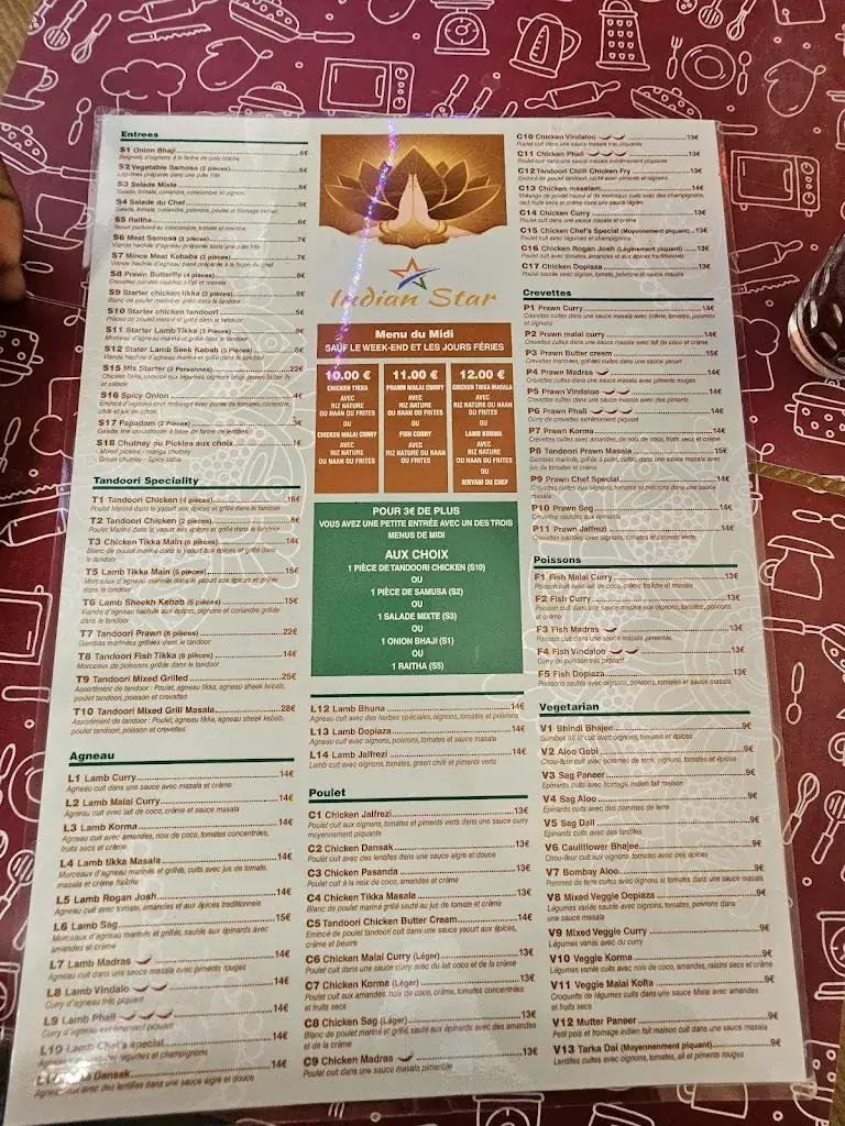 Menu_Indian Star Restaurant_Beausoleil_immagine_1
