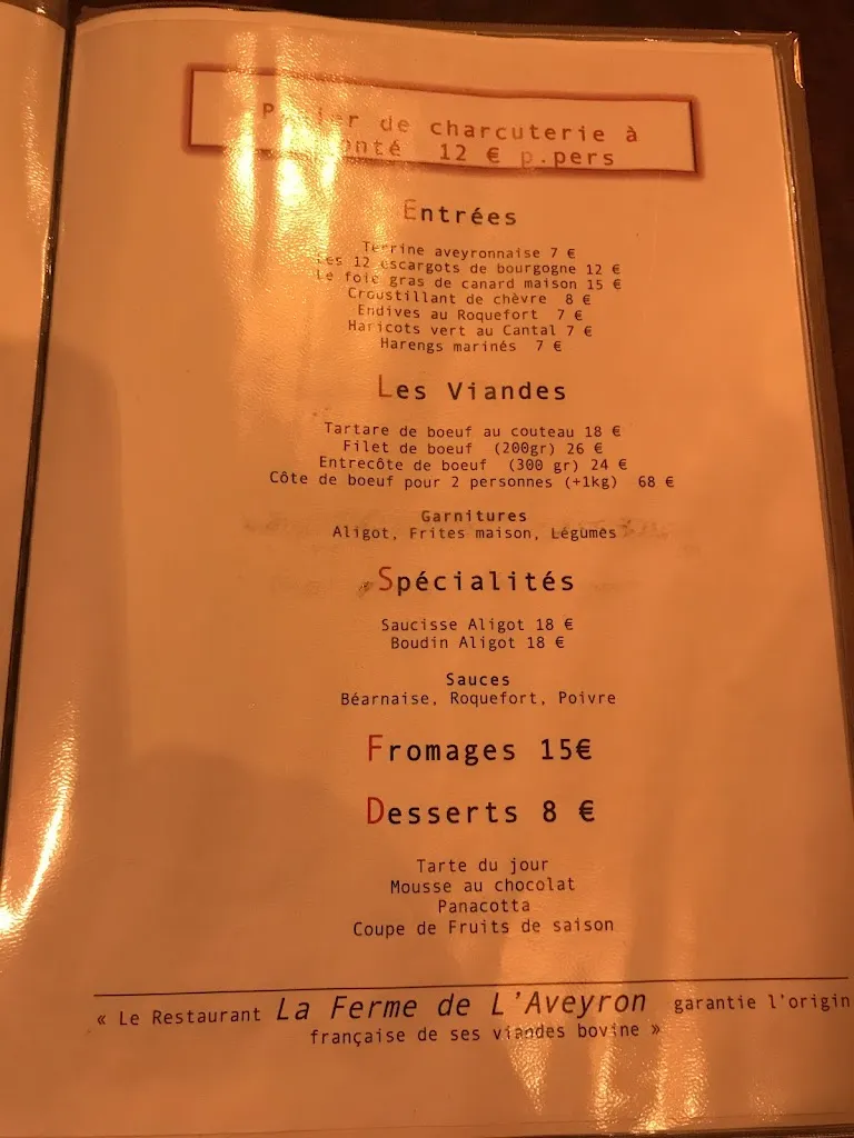 Menu_La Ferme de l'Aveyron_Neuilly-sur-Seine_image_2