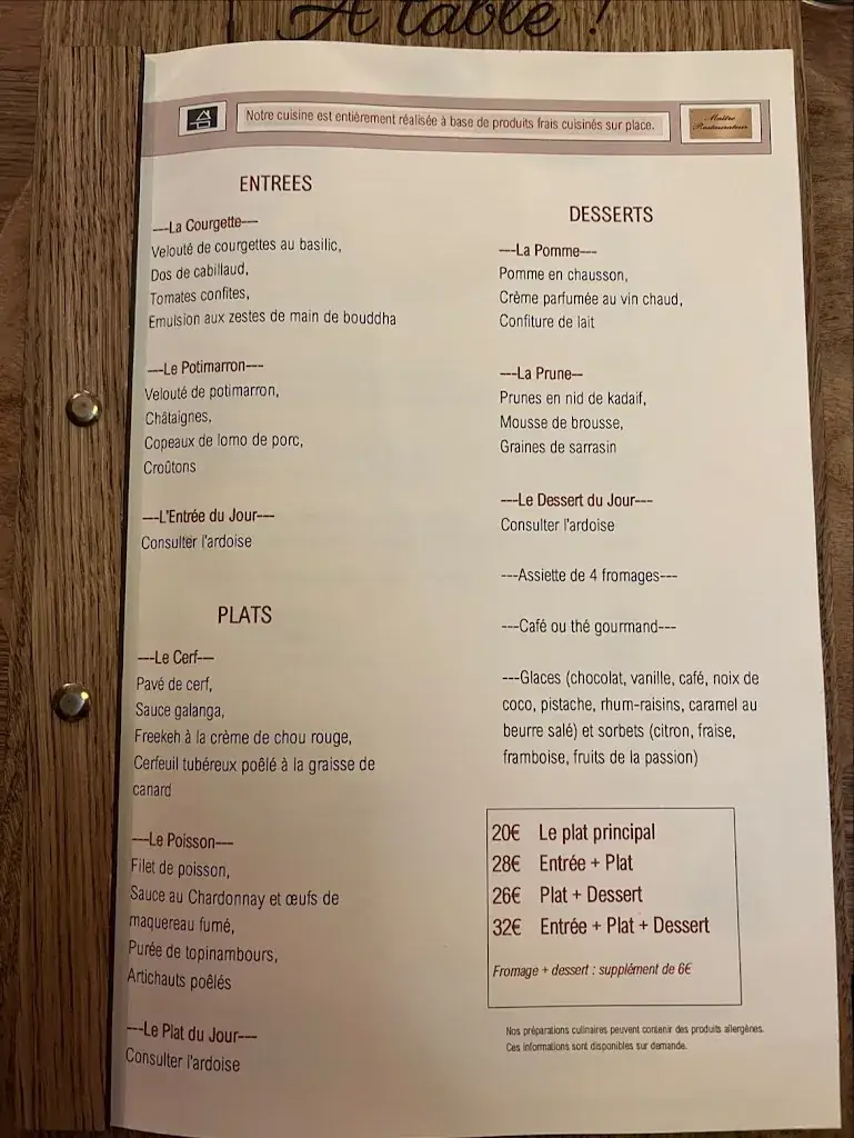 Menu_Restaurant A Table !_Bédoin_immagine_3