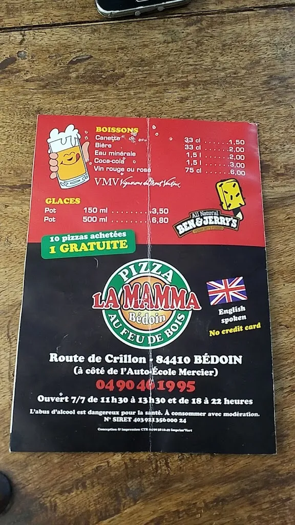 Menu_Pizzeria La Mamma_Bédoin_imagen_4