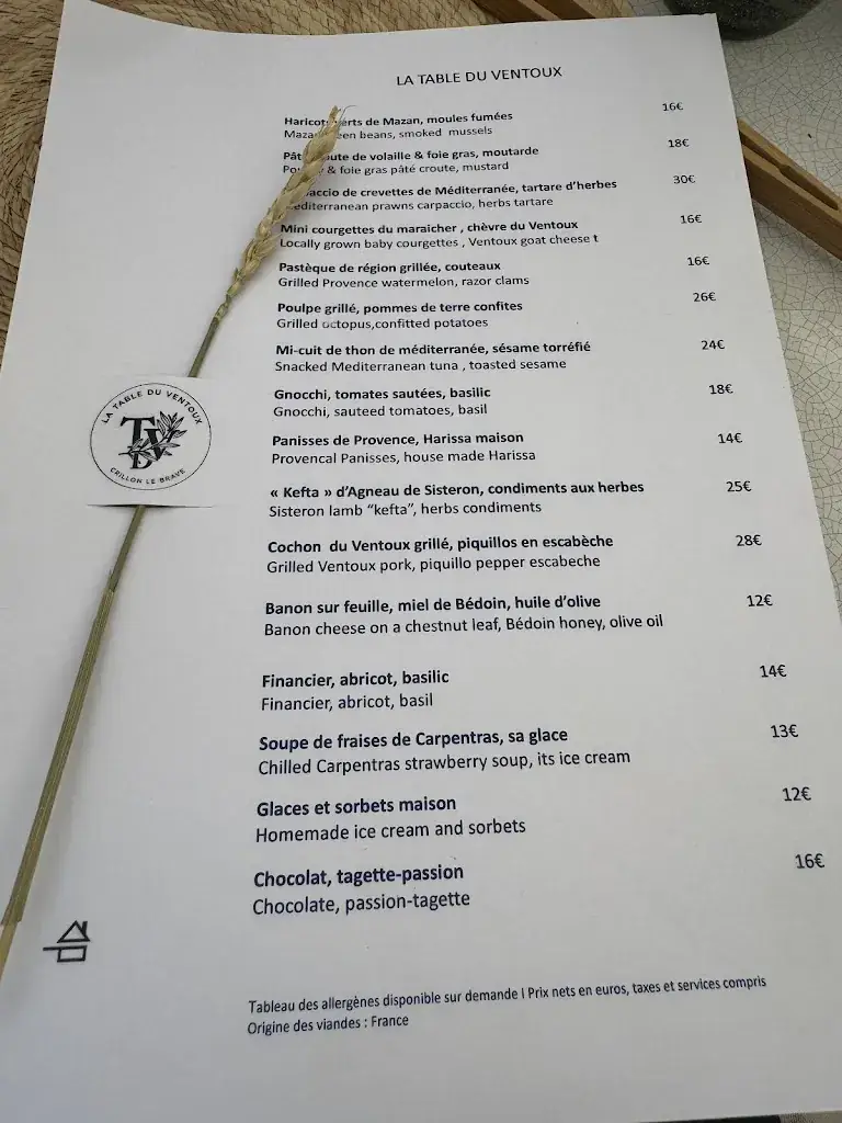 Menu_Restaurant La Table du Ventoux Crillon le Brave_Crillon-le-Brave_image_4