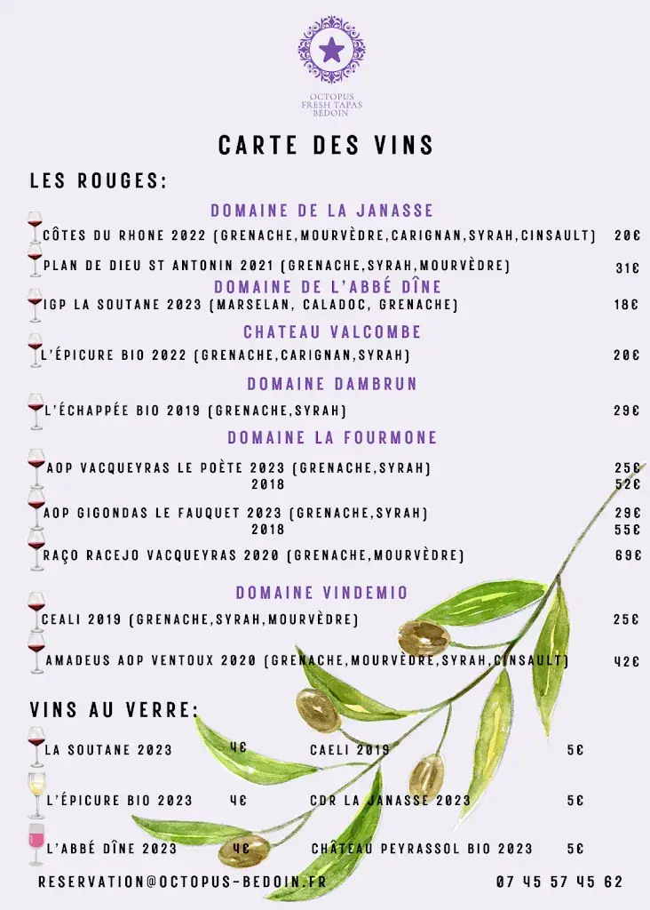 Menu_Octopus Bedoin_Bédoin_image_2