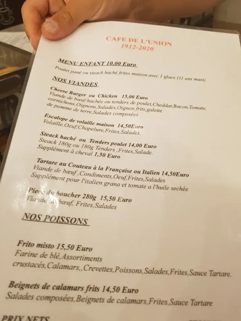 Menu_Restaurant provençal traditionnel Café de l'Union Tabac_L'Escarène_image_2