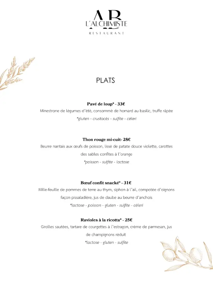 Menu_Restaurant l'Alchimiste by Arnaud Benoit_Berre-l'Étang_image_1