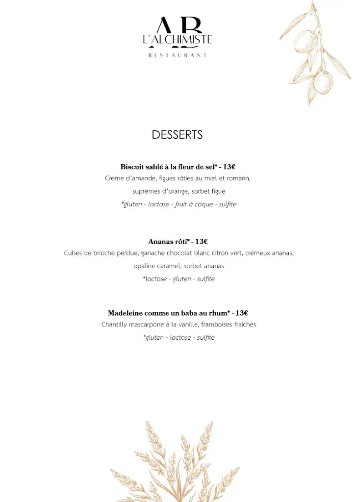 Menu_Restaurant l'Alchimiste by Arnaud Benoit_Berre-l'Étang_image_2