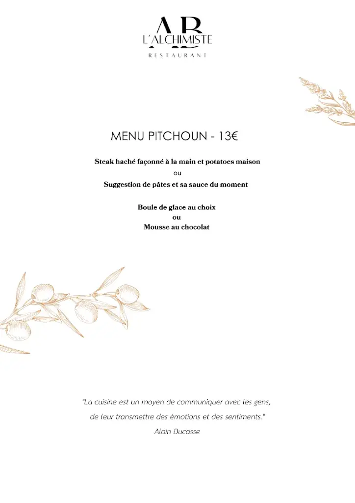 Menu_Restaurant l'Alchimiste by Arnaud Benoit_Berre-l'Étang_image_4