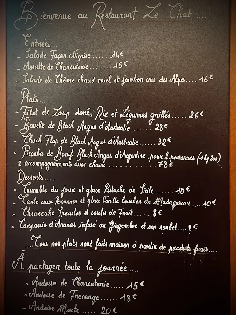 Menu_Le Chat Restaurant_Biot_immagine_1