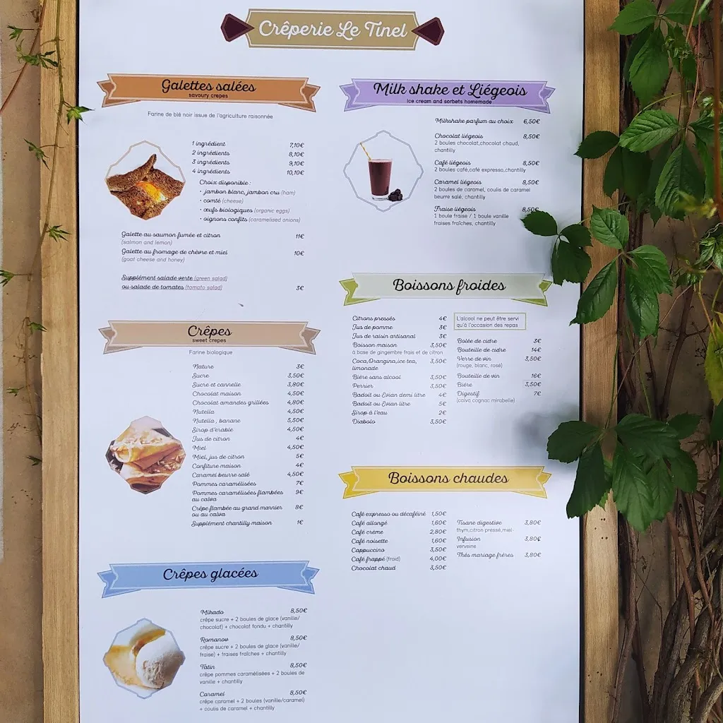 Menu_Crêperie salé/ sucré . Glacier Le Tinel_Bonnieux_immagine_2