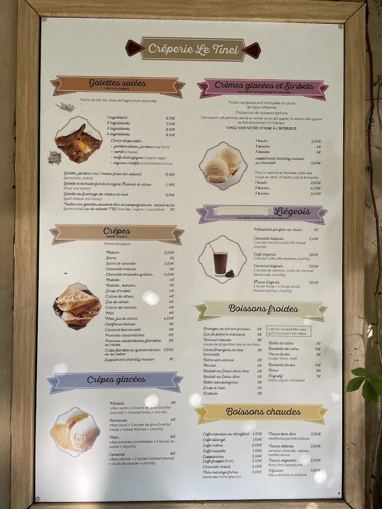 Menu_Crêperie salé/ sucré . Glacier Le Tinel_Bonnieux_immagine_3