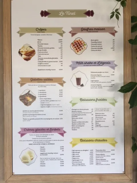 Menu_Crêperie salé/ sucré . Glacier Le Tinel_Bonnieux_immagine_4