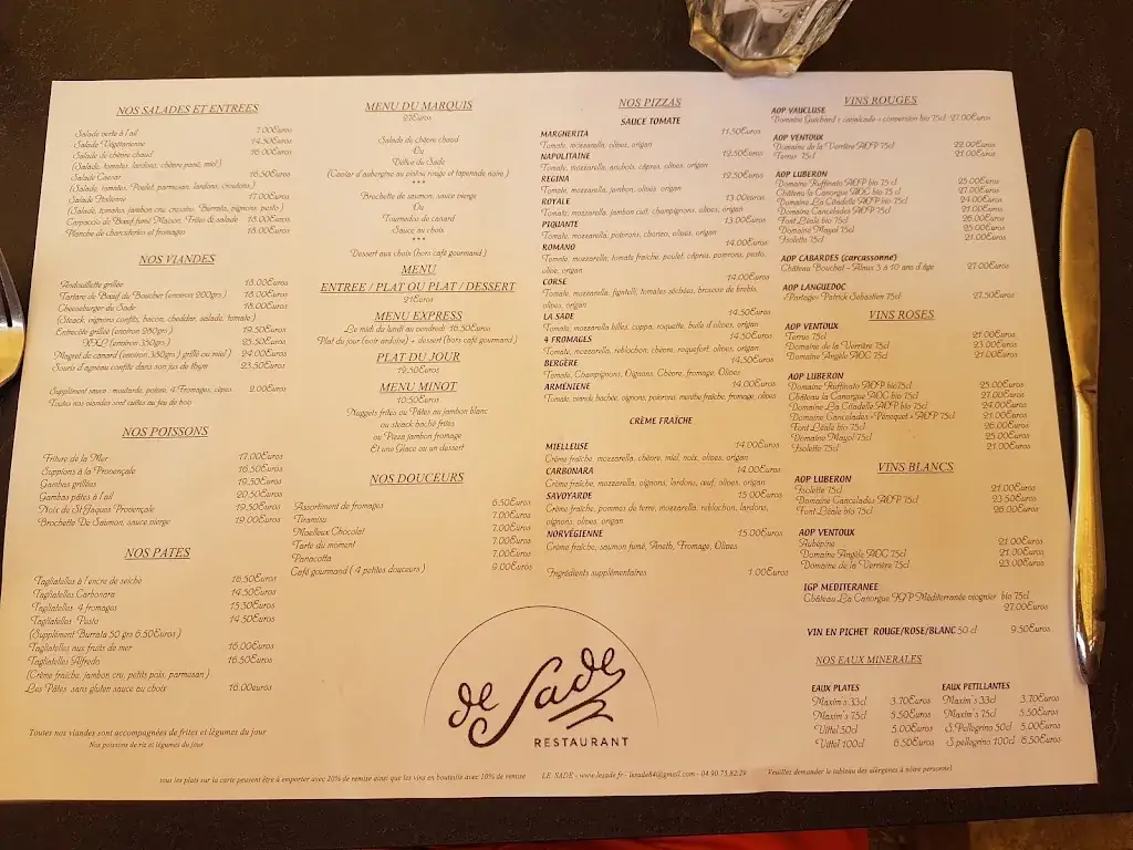 Menu_Restaurant pizzeria Le Sade_Lacoste_image_3