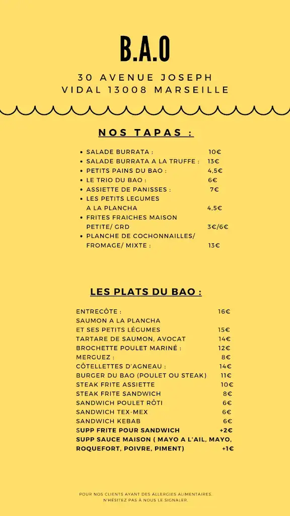 Menu_B.A.O - Restaurant le Bouche à Oreilles_Marseille_immagine_1