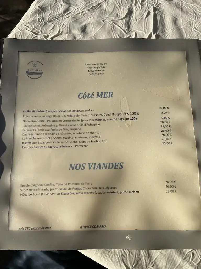 Menu_La Riviera - Restaurant Marseille_Marseille_immagine_2