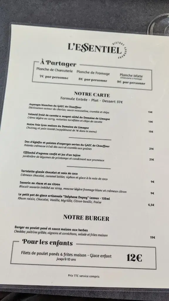 Menu_L'Essentiel Bistrot Gourmand_Orléat_image_1